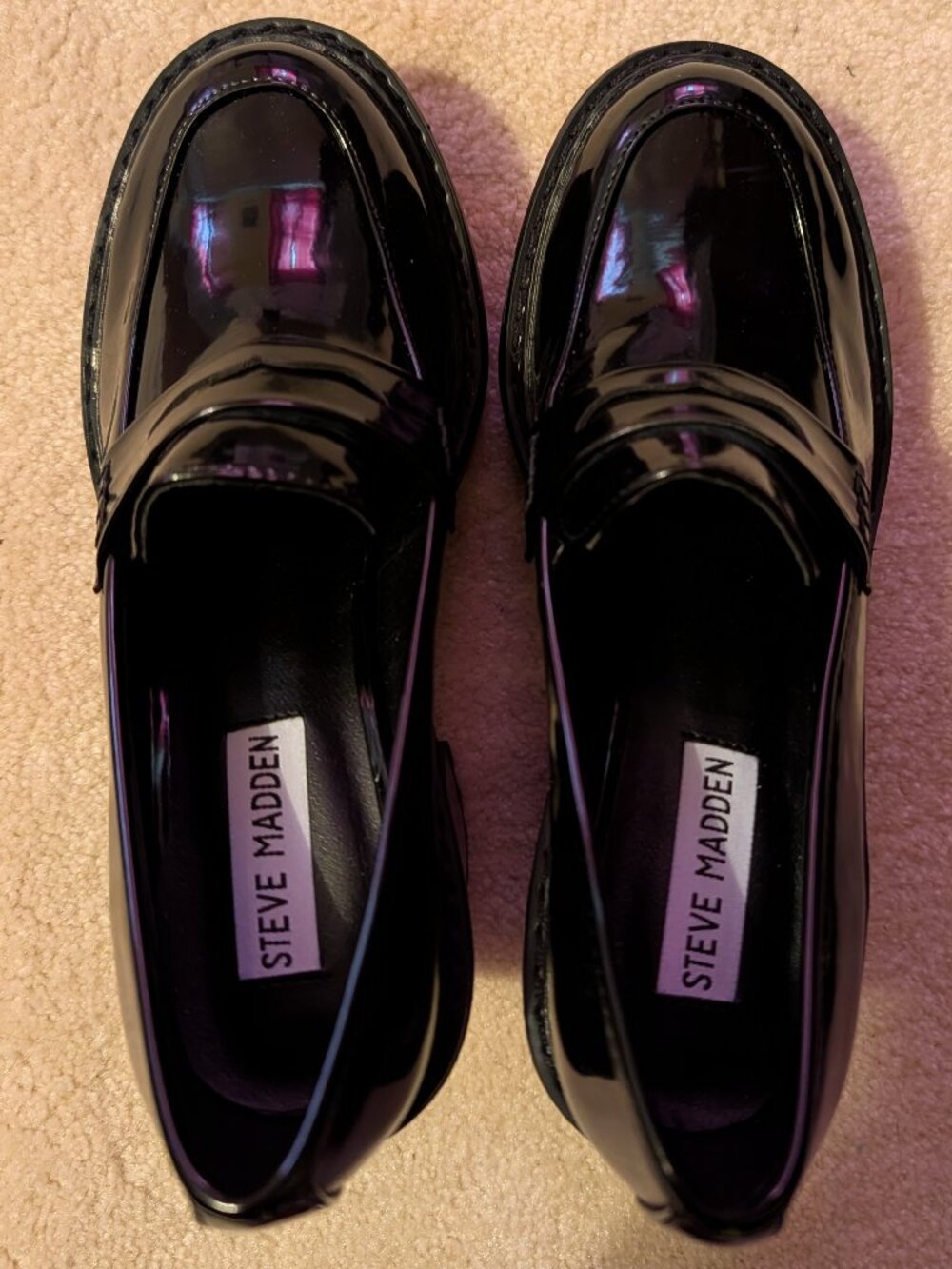 Steve Madden Back Patent Leather Penny Loafer Platform Heels ~ 6.5 NEW